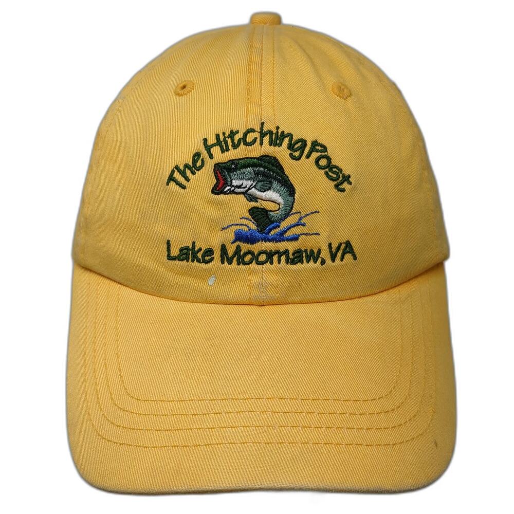 Headwear Yellow Baseball Cap One Size Embroidered Lake Moomaw Bass Fish hat